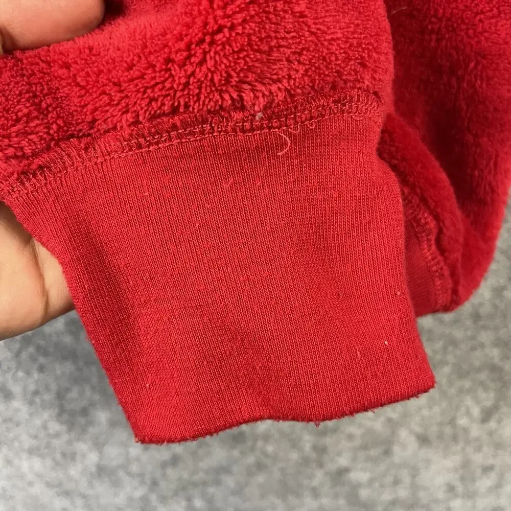Abercrombie Fitch Kids One Piece Pajama 15/16 Red Hooded Moose‎ Cozy Christmas
